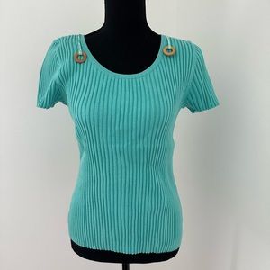 Blue Petite Ribbed Top